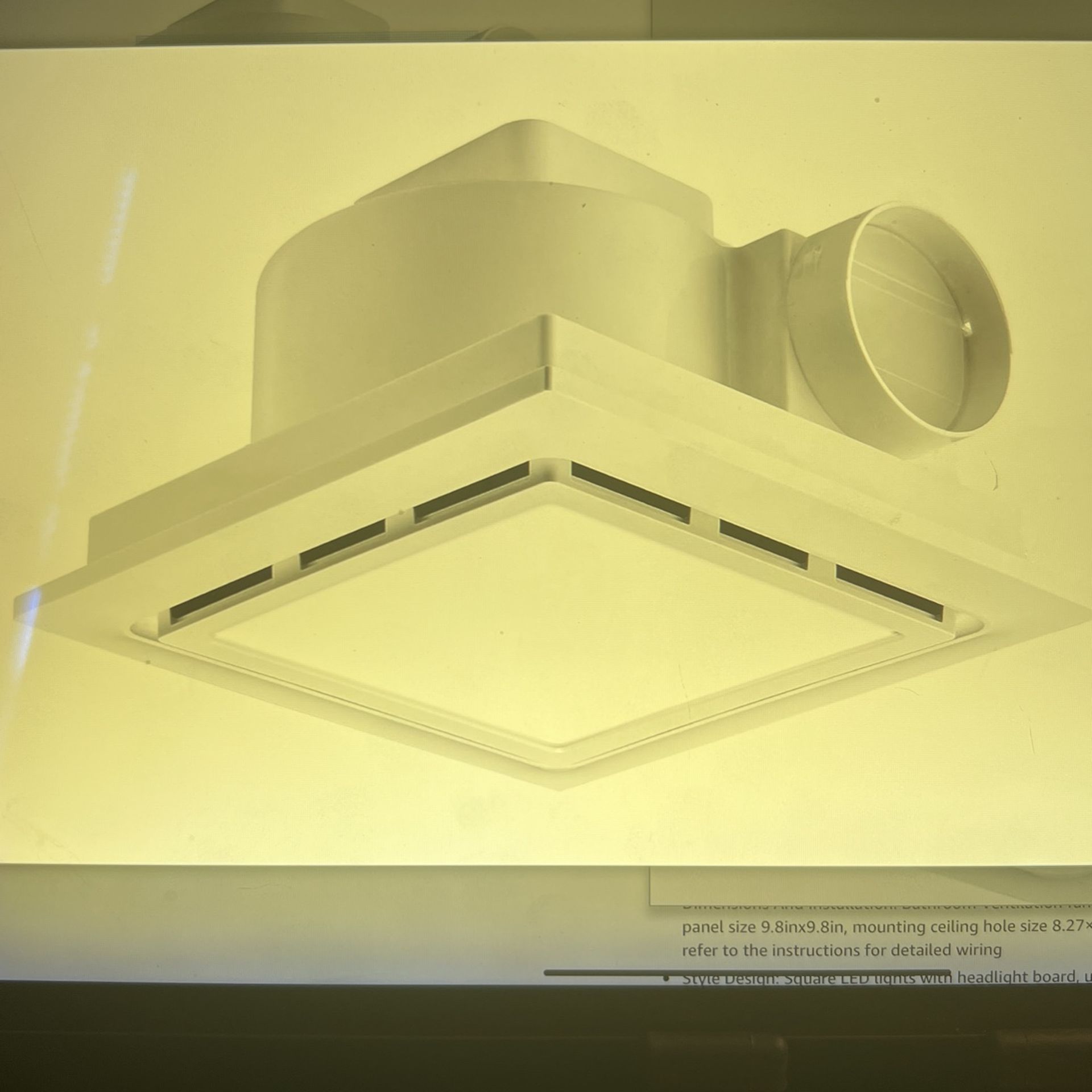 NEW BATHROOM EXHAUST FAN. With LED Light, Ultra Quiet Bathroom Fan. 6500k 12W Square LED Light 1.0 Sone 140 CFM 4” Duct Suitable for Bathroom, Bedroom