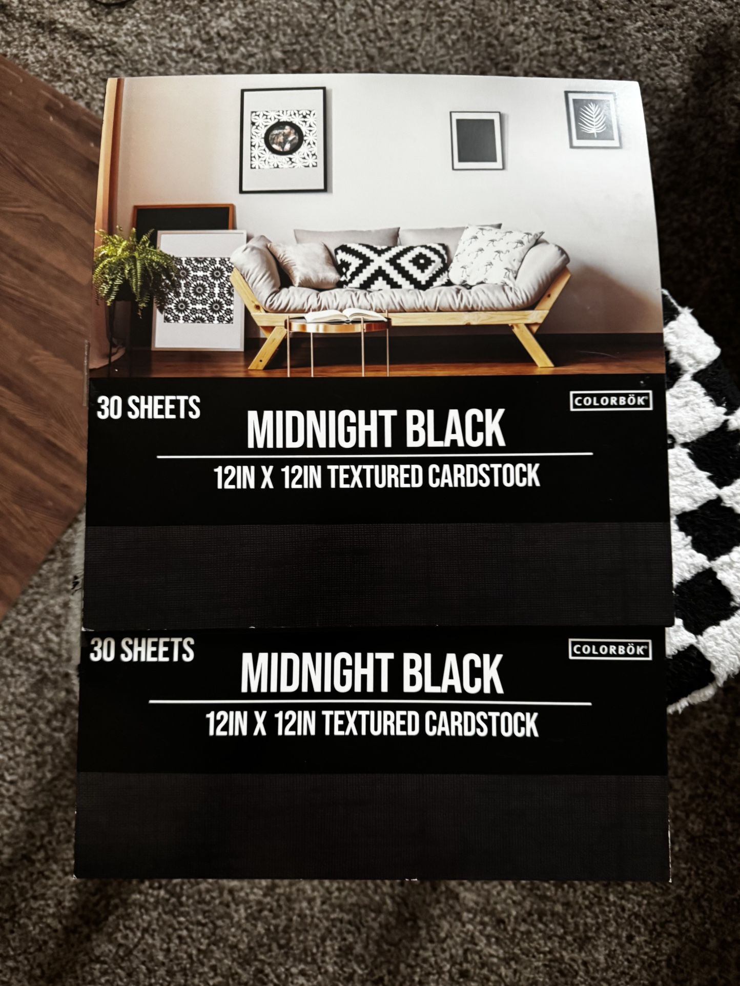 60 Sheets MIDNIGHT BLACK 12in X 12in Textured Cardstock