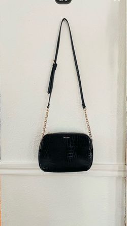 Aldo Black Crossbody Purse With Gold Accents