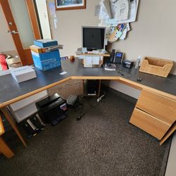 L-shaped Desk With Filing Cabinet