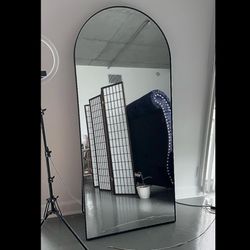 Black Full Length Arch Mirror with Stand 71x32