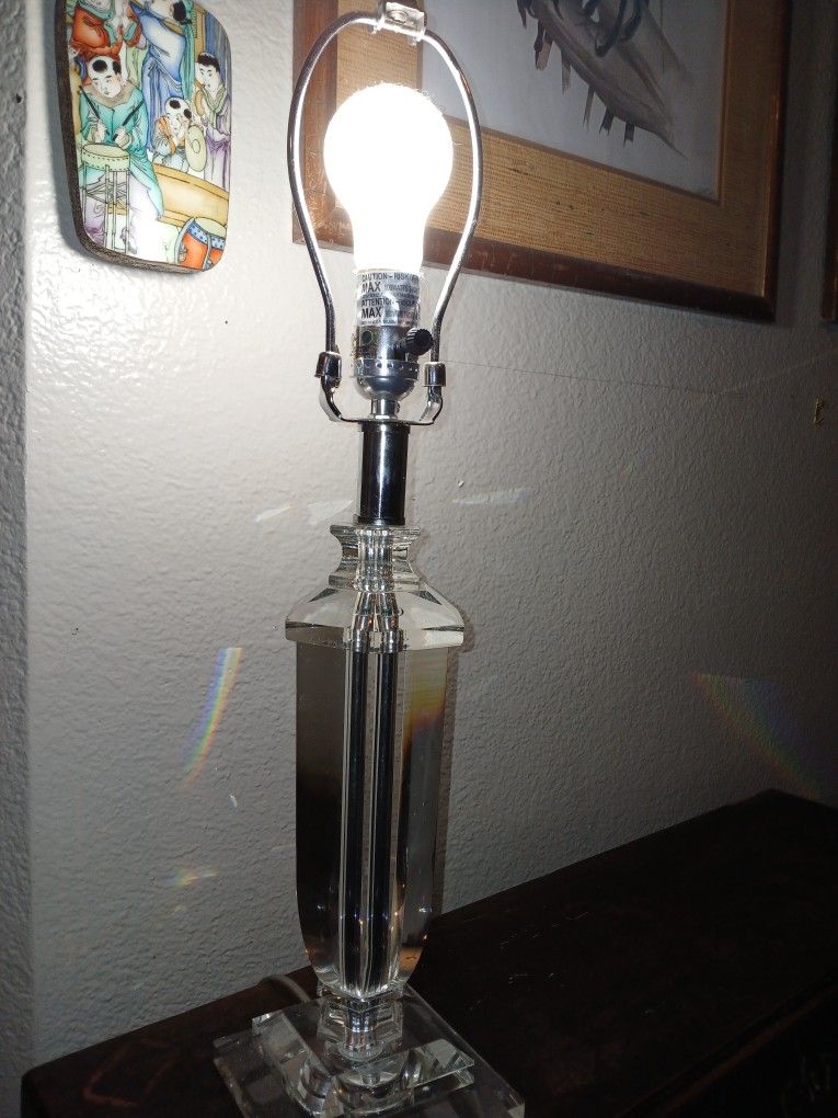 Lucite Table Lamp No Shade Heavy 