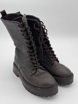Dark Brown Lace-Up Combat Boots