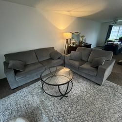 Beautiful Grey Coutch and Loveseat for Living Room, Family Room, Den etc