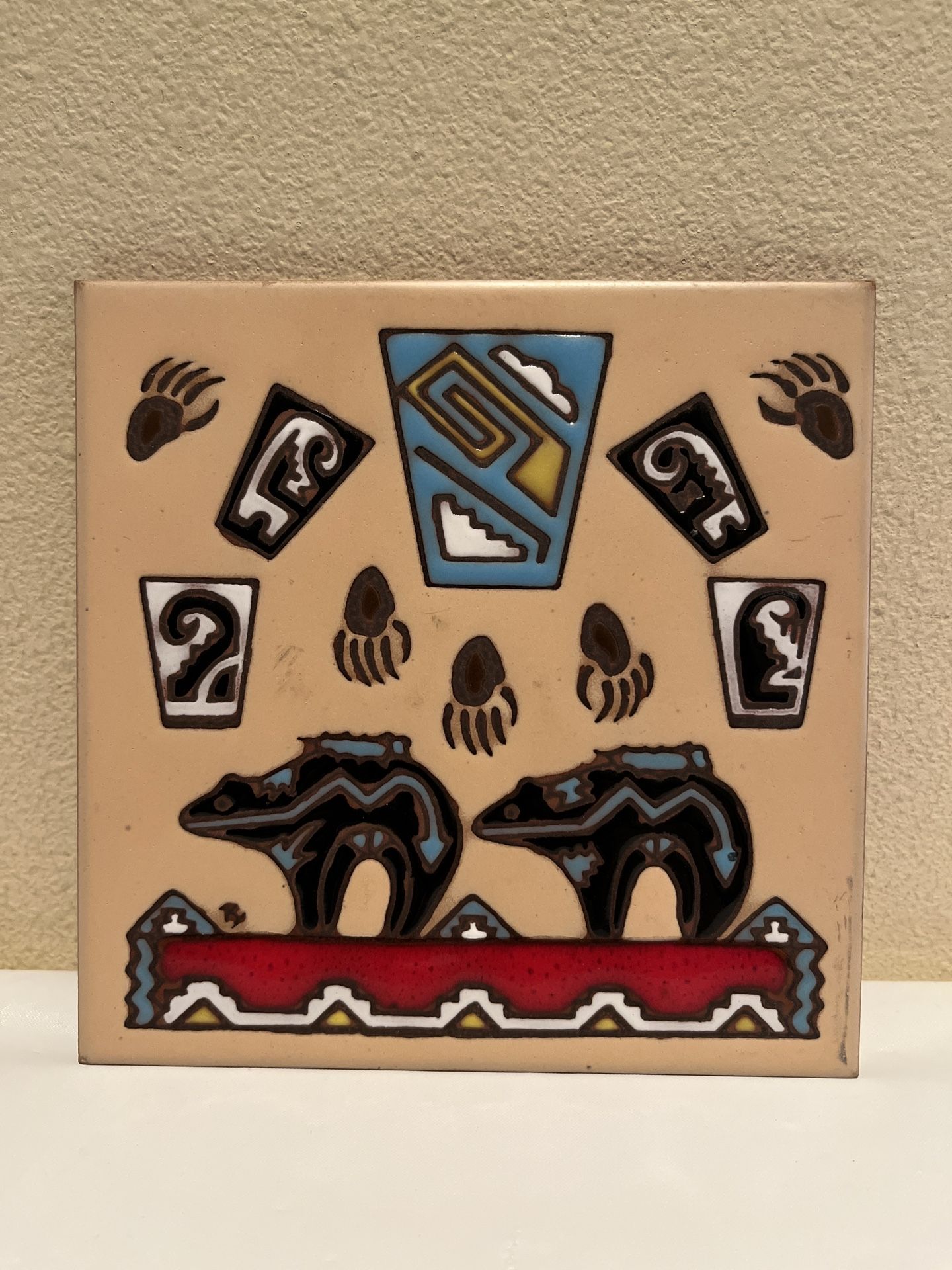 Hand-painted Ceramic Tile Southwestern/Native American-inspired Design