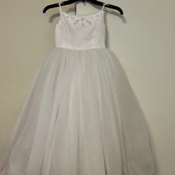 White Formal First Communion Or Flower Girl’s Dress