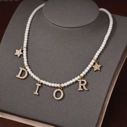 Mini Pearl Gold Letter Necklace 