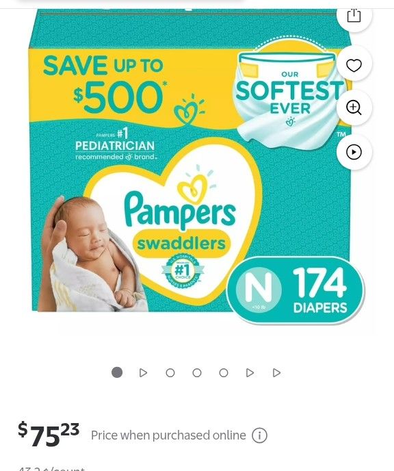 174 CT. NEWBORN PAMPERS SWADDLERS..$60 ..