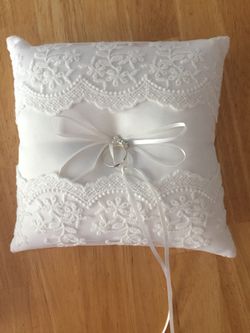 Wedding ivory flower girl basket and ring pillows