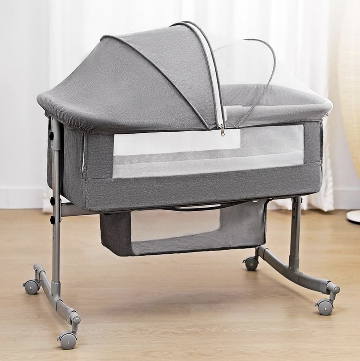 Bedside Crib for Baby, 3 in 1 Bassinet with Large 