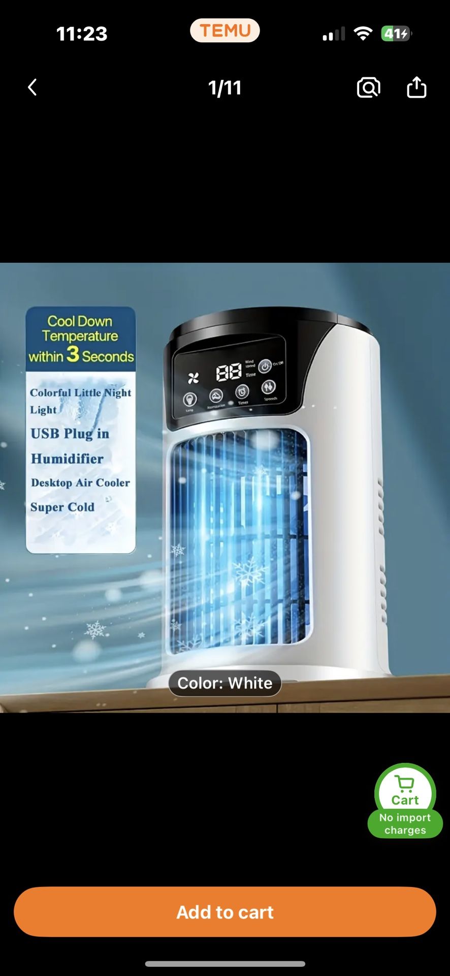1pc Portable Air Conditioner Humidifier Atmosphere Light Fan USB Cooler Air Conditioner, 3in 1 Function, Office Household Essential Cooler USB Portabl