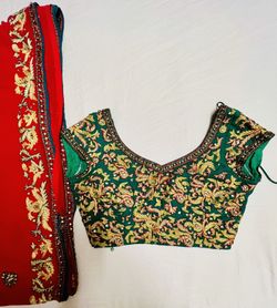 Green And Red Saree