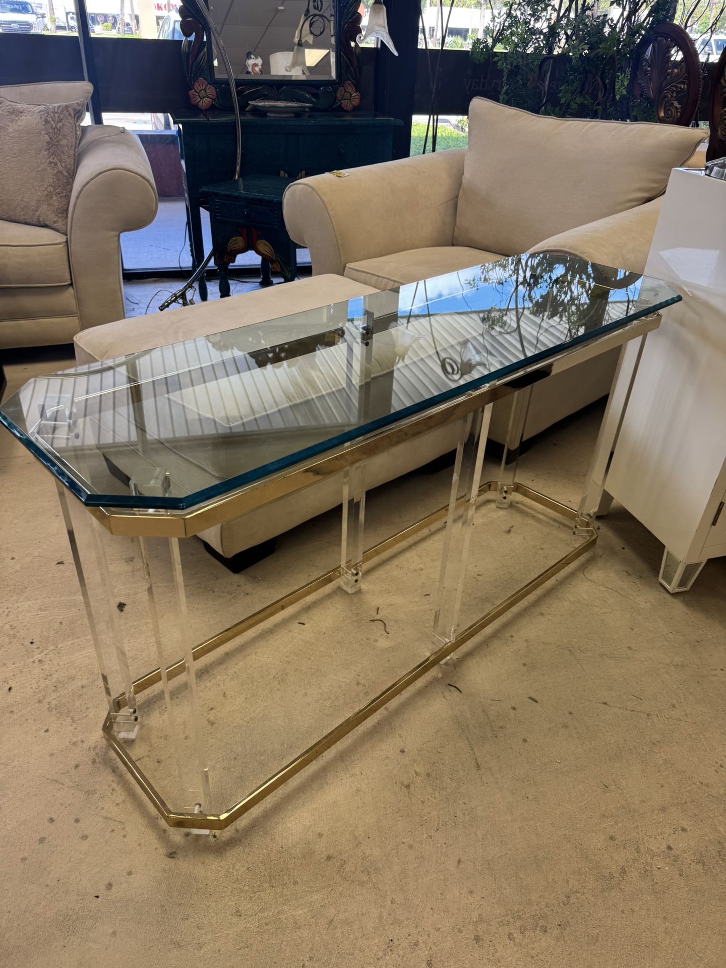 Vintage Charles Hollis Jones Style & Brass Console With Coffee Table - Originally $3500