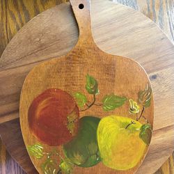 **VINTAGE** Hand Painted Wooden Wall Decor/Cutting Board - Apple  Artwork