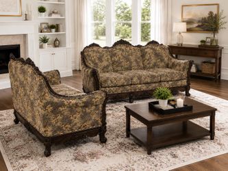 Luxury Carved Sofa & Chair Set – Almost New Condition