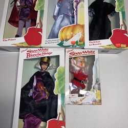 5 Disney Snow White & the Seven Dwarfs Dolls By Bikin lot doc witch prince Fairy