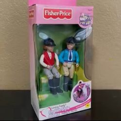 New in Box Fisher Price Loving Family Dollhouse English Style Riders Haley & Jacob Dolls  