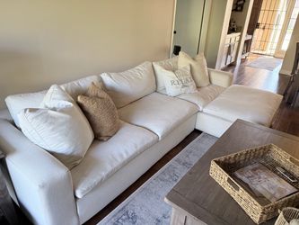 Cotton 130" 2 Piece Sectional with left Arm Facing Oversized Chaise