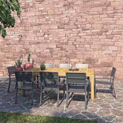 *BRAND NEW* 9 Pieces Rectangular Dining Set 100% FSC Certified Teak Wood And Stackable Chairs Ideal Furniture Set For Outdoor & Patio