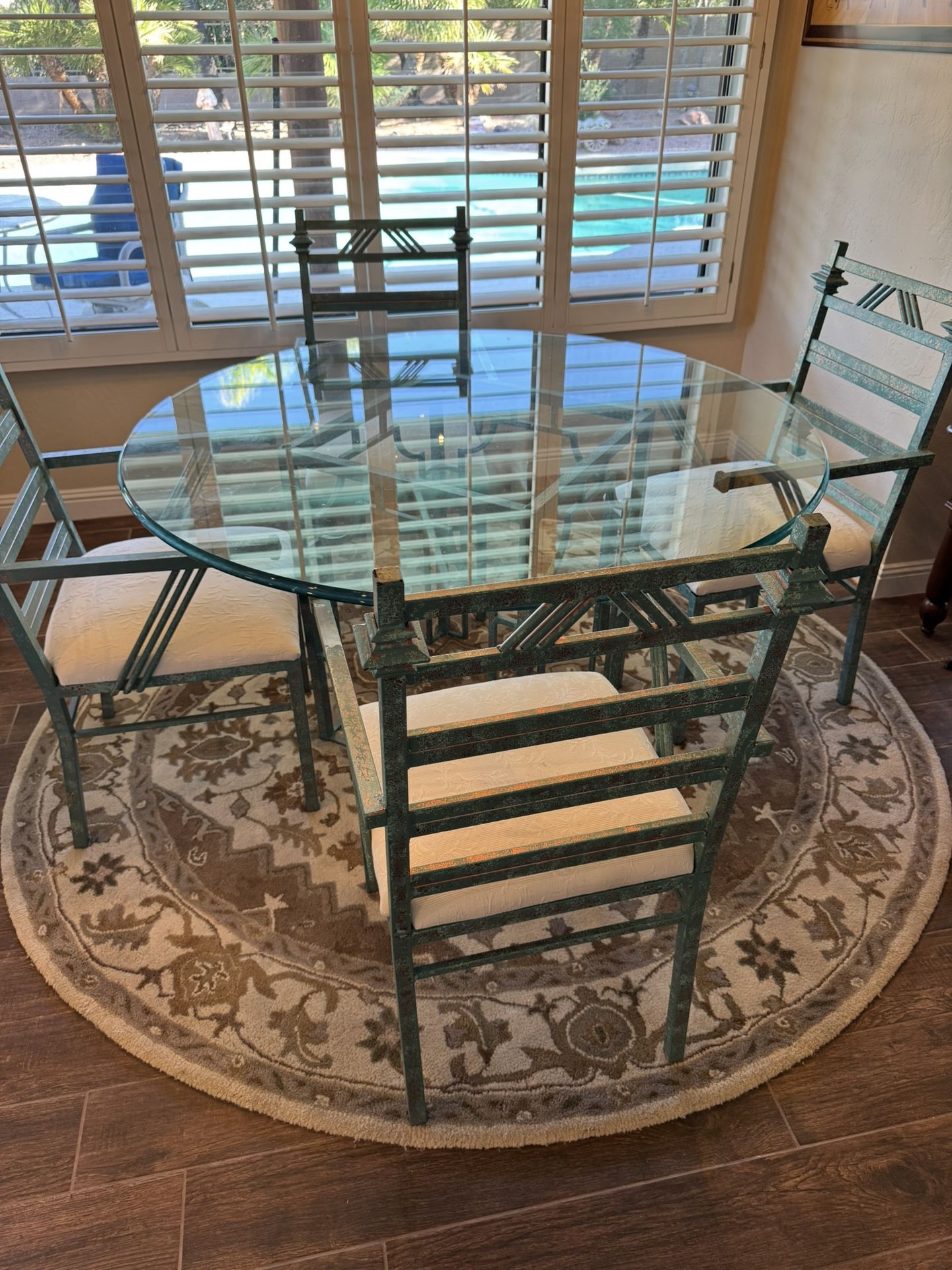 Metal And Glass Round Table Set