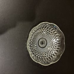 VTG Anchor Hocking Clear Glass Footed/Crimped Rim Hobnail Bowl 6.25”