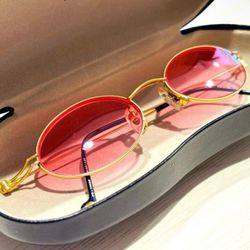 VERY RARE Authentic Gucci Coogi Brand Name Gold Metal Frame Pink Tint Sunglasses 80’s / 90’s Authentic Paolo Runway COLLECTIBLE New Vintage Unisex