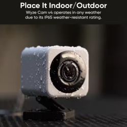 Wyze Cam v4 Wi-Fi 2.5K QHD Indoor/Outdoor Plug-In Smart Home Security Camera, Color Night Vision, 2-Way Audio (White)