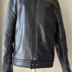 Navy Blue Jacket Size M Vintage Retro Style Quilted Details