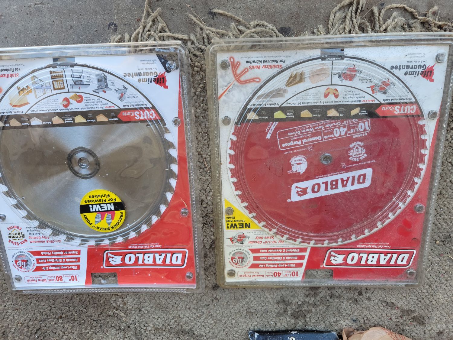 10" table saw blade and 10 1/4" skill saw blades