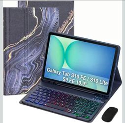 Keyboard Case for Samsung Galaxy Tab S10 FE/S10 Lite/S9 FE 10.9″ 2025/Galaxy Tab S9 11 Inch 2023, Mouse and Detachable Bluetooth Backlit Keyboard, Fol