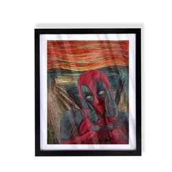 Dead pool the scream art piece on black frame