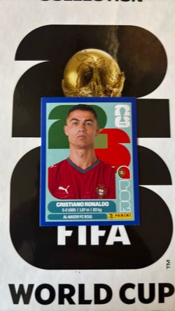 Blue background Cristiano Ronaldo fifa World Cup panini sticker