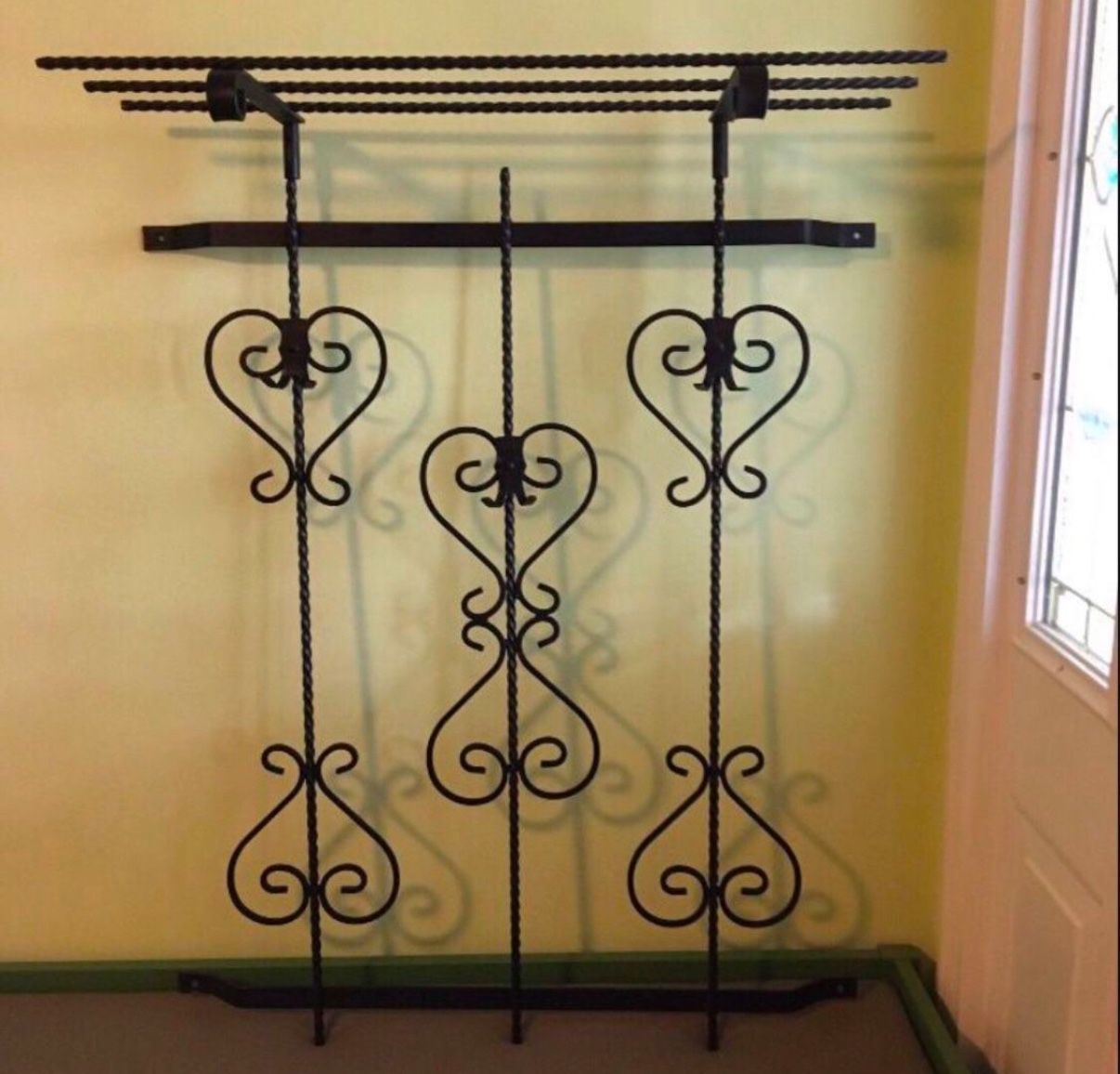 Vintage, German Wrought Iron Coat Rack With Shelf And Mirror