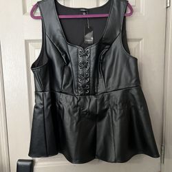 Torrid Black Fake Leather Shirt