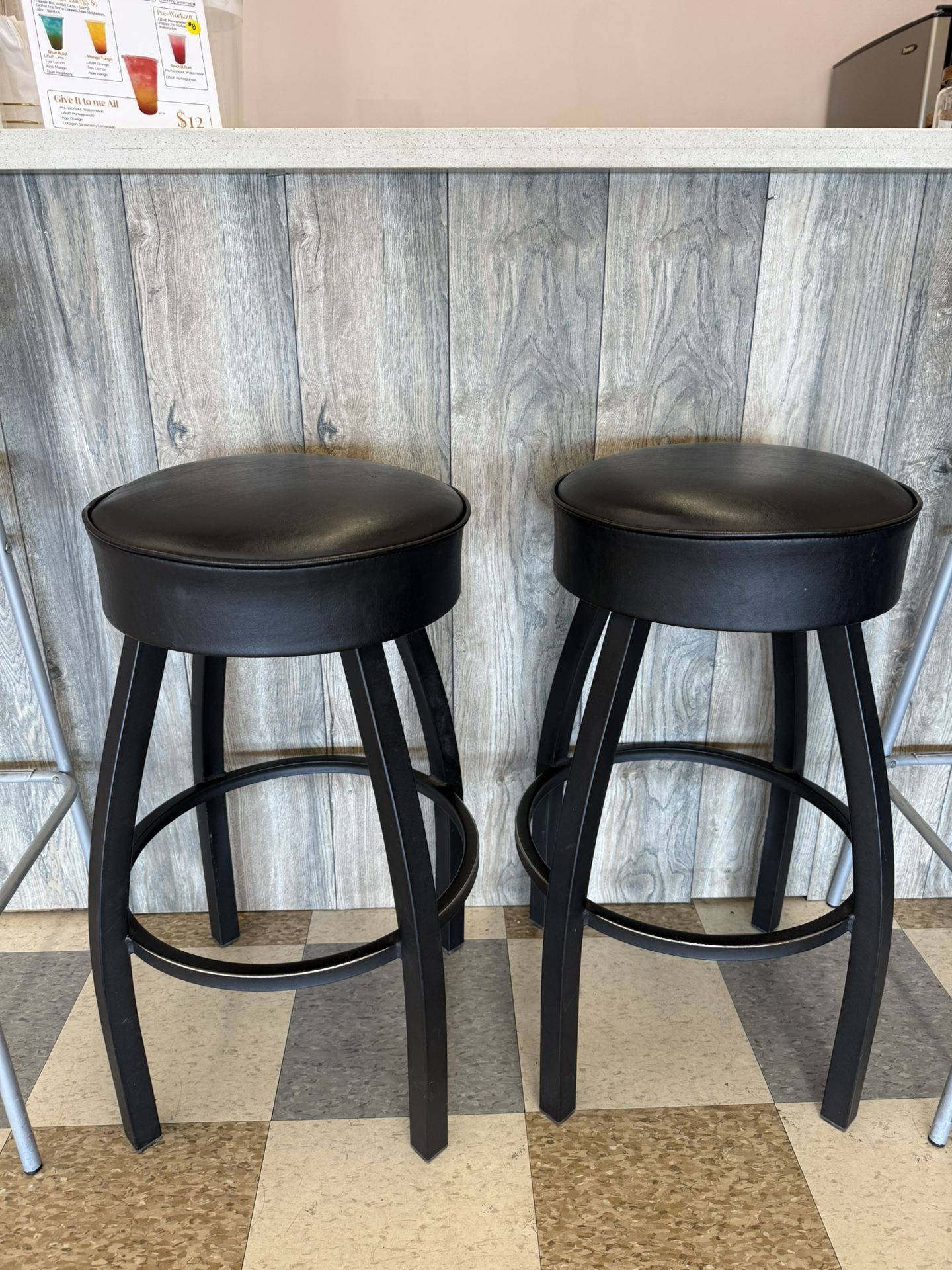 Heavy-Duty Black Swivel Stools – $20 Each