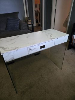 White Marble Faux Desk