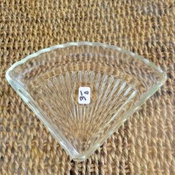 Vintage Glass Insert Lazy Susan Relish Dish Replacement Section Scalloped Edge