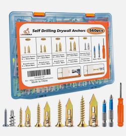 LAIMICASALA 560pcs Self Drilling Drywall Anchors Drywall Anchors and Screws Kit