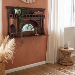 Antique Eastlake Oak Hutch Top Mirror - Quarter Sawn Wood, Ornate Detail $300 OBO