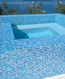 Blue Glass tile backsplash