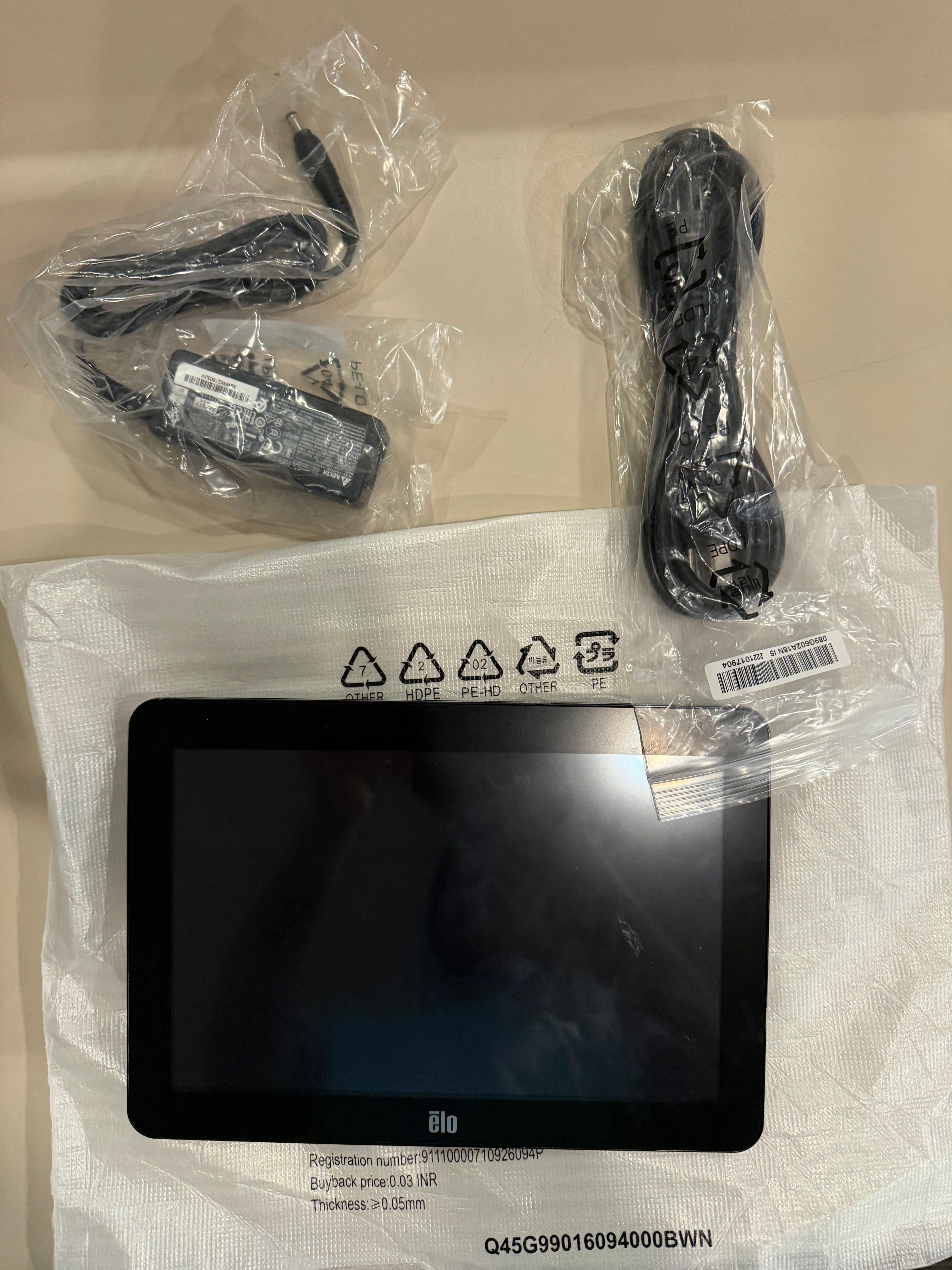 Elo 10.1" Touchscreen with Power Cord - No Stand or other cords - Model No. ET1002L-2UWC-1-G