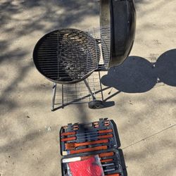 Charcoal Grill and Master of Grill tool Set. 