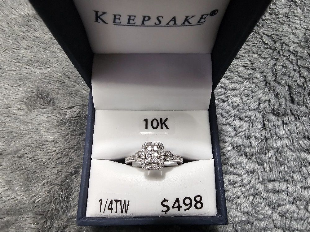 1/4 Carat T.W. Diamond "Attraction" Women's Engagement Ring in 10k White Gold by Keepsake