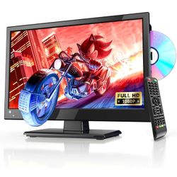 16.2 inch tv DVD Combo Small tv for Kitchen 1080P LCD Non Smart tv 12 Volt tv-DVD Combinations Suitable for Kitchen, Kid's Room, Basement, RV Camper