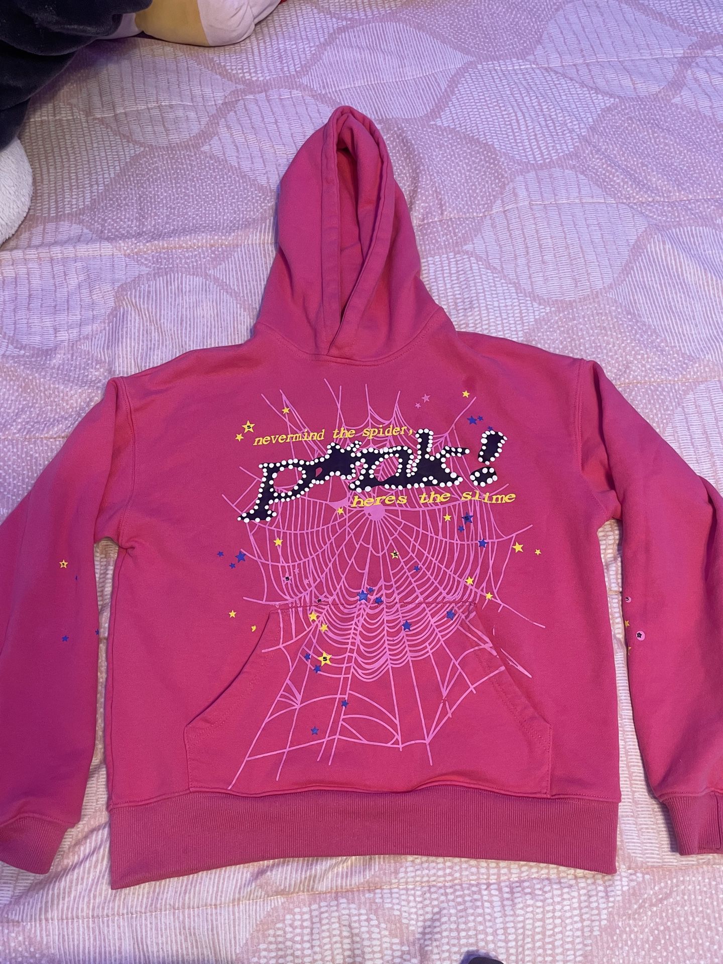 small pink sp5der hoodie wore 5 times.