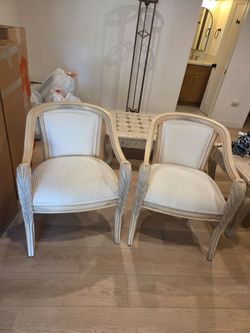 Pair of classic french Louis XVI - style armchairs/ neoclassical faux bois