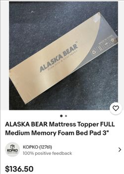 NEW Alaska Bear FULL Mattress Topper
