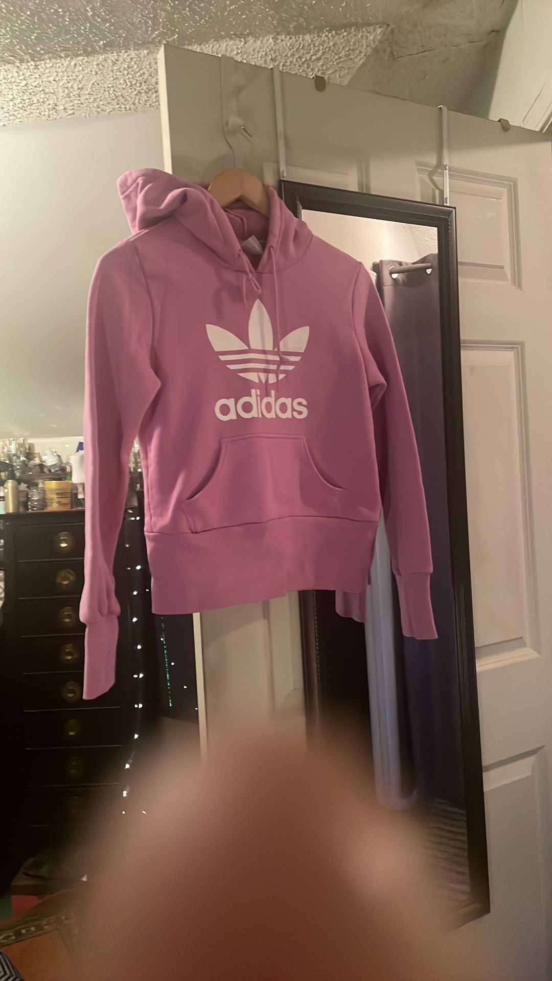 Adidas Pink Logo Hoodie. Like New Only Wore One Time.