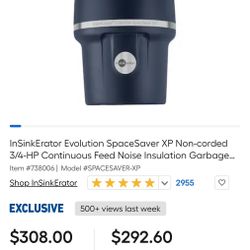 InSinkErator Evolution SpaceSaver XP Non-corded 3/4-HP Continuous Feed Garbage Disposal