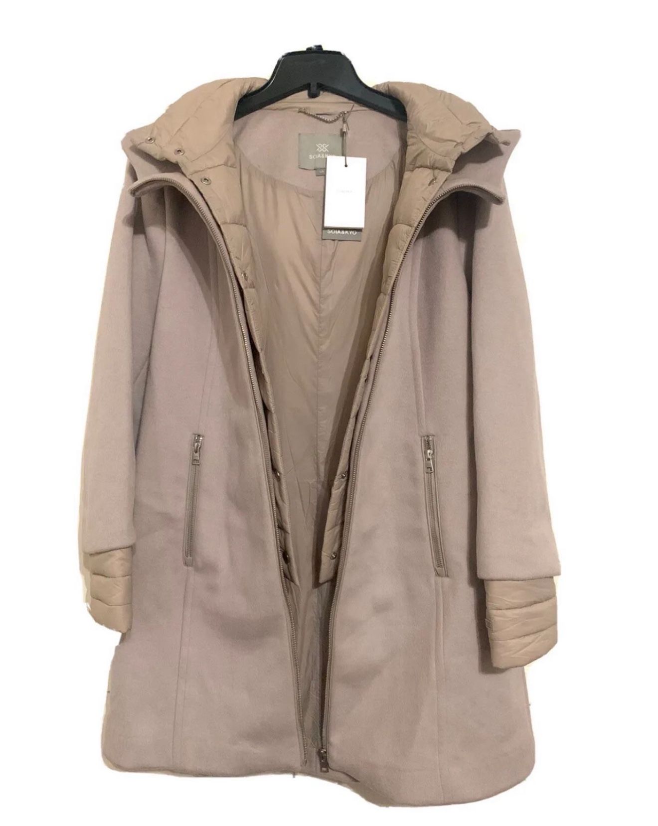 Soia Kyo Rooney Hooded Mixed Media Coat 🔥 **NEW**